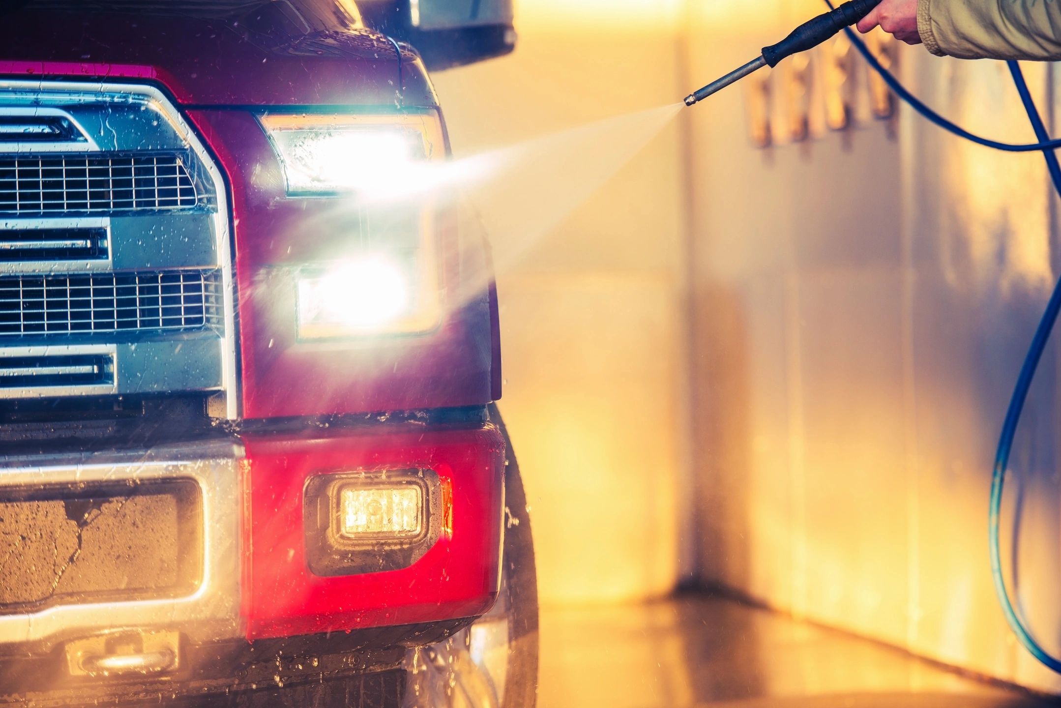 Professional pressure washing close up